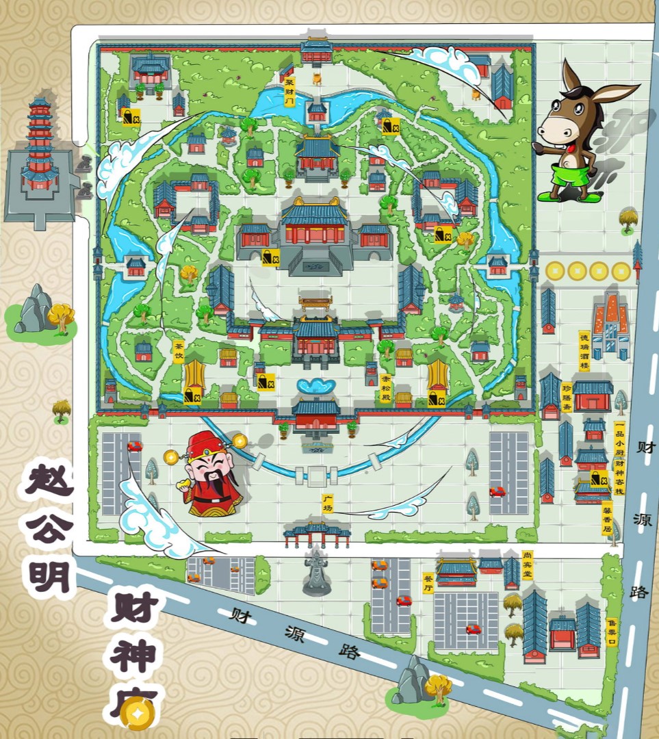 黑龙江寺庙类手绘地图